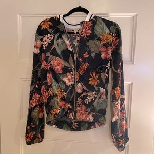 Satin-like Floral Bomber Jacket